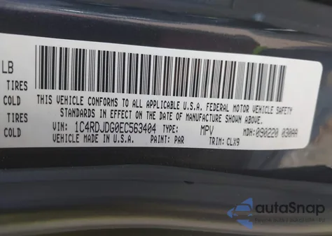 2014 Dodge Durango Limited z USA, uszkodzony, nr VIN 1C4RDJDG0EC563404